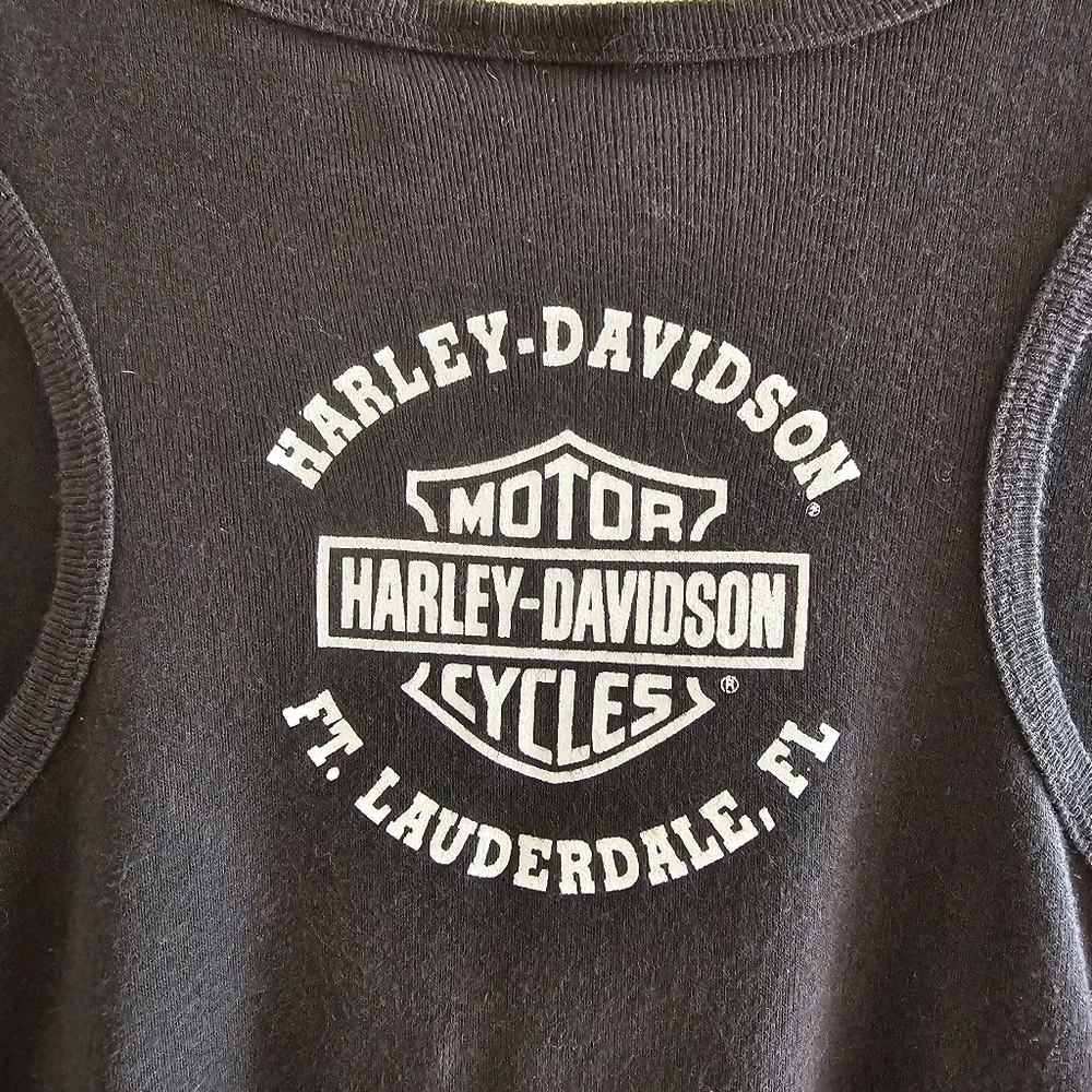 Vintage Harley-Davidson Black Snap-Front Rose Graphic Ribbed Tank Top Size M - Picture 7 of 12